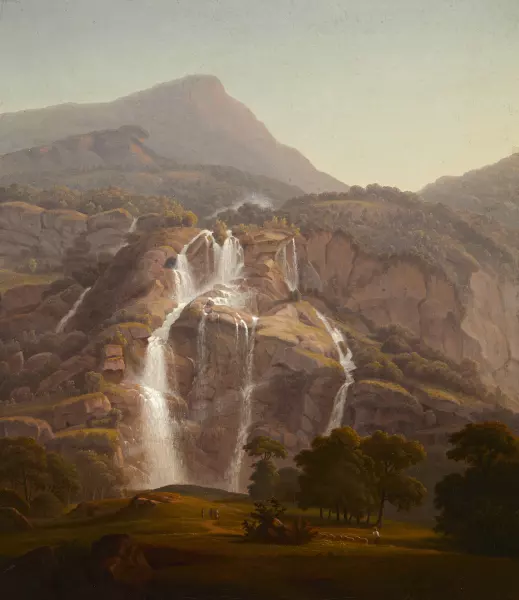 Gebirgslandschaft mit Wasserfall