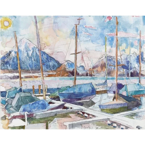 Samuel Buri — "Hafen von Merligen".