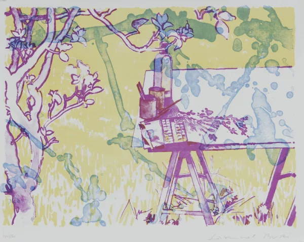 Samuel Buri — 4 Blätter: Die Geburt des Rots, 1974/75; Stillleben; Ohne Titel; Blick aus dem Fenster