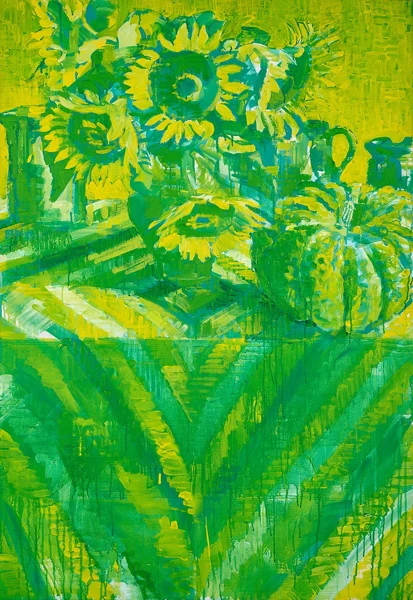 Samuel Buri — Sonnenblumen, gelbgrün, 1989