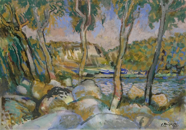 Serge Brignoni — Landschaft mit See, 1951