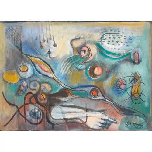 Serge Brignoni — Surrealistische Komposition mit Hand.