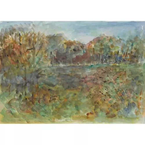 Landschaft mit Wiese und Bäumen