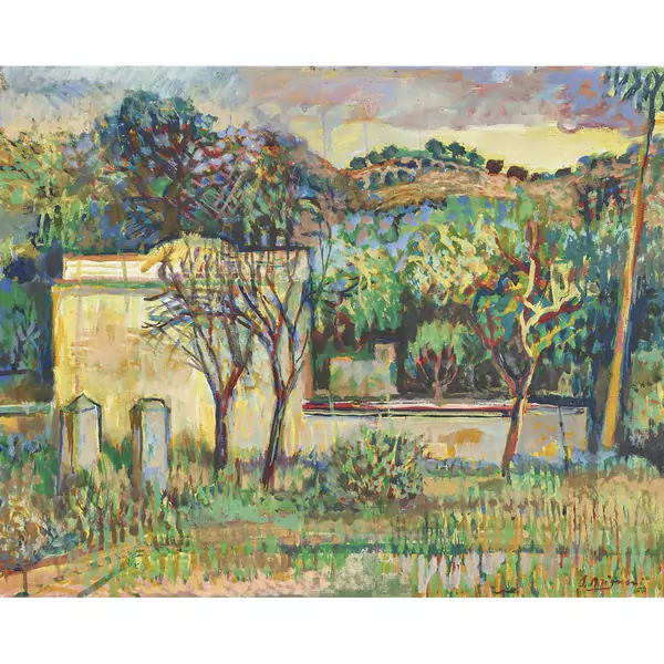 Garten in hügeliger Landschaft