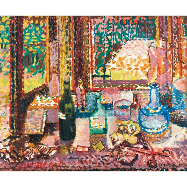 Serge Brignoni — Sommerliches Stillleben mit Gläsern im Künstleratelier.