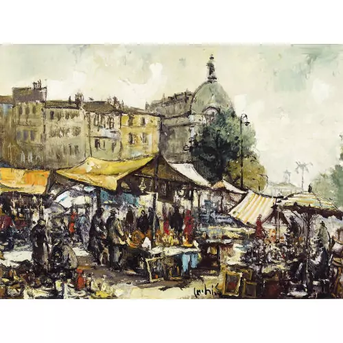 Le march&eacute; aux puces sur la place Coutance &agrave; Gen&egrave;ve