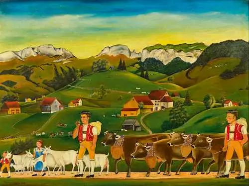 SIYLLE NEFF — Alpabzug. 1967. (descent from the mountains with cattle) — Koller Auktionen