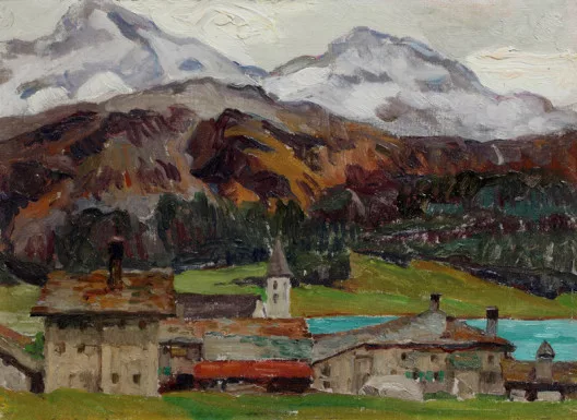 Sigismund Righini — Silvaplana. Dorf mit Piz Surlej, 1904