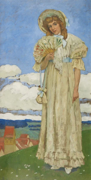 Sigismund Righini — JUNGE DAME MIT FÄCHER, 1903YOUNG LADY WITH FAN, 1903