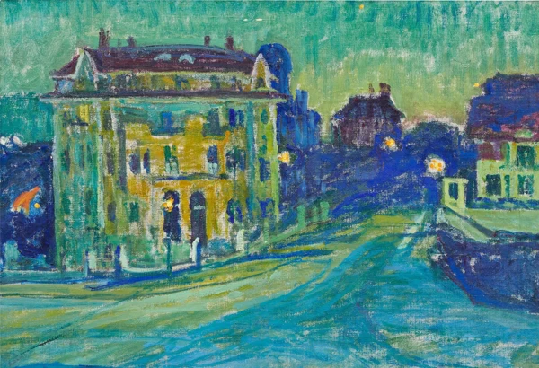 Sigismund Righini — Stadtansicht bei Nacht, 1911