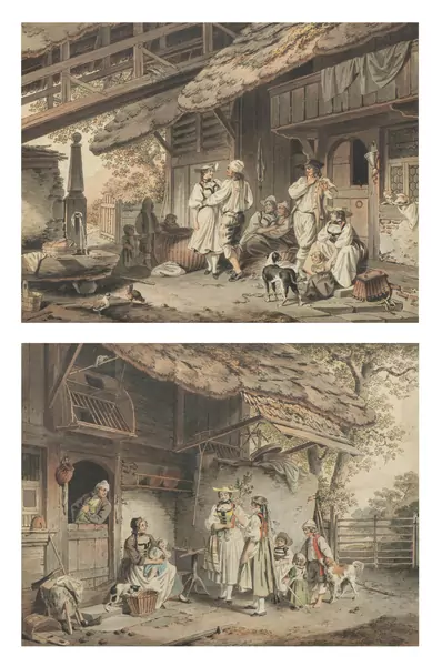 Sigmund FREUDENBERGER (1745-1801), deux eaux-fortes aquarellées — DognyAuction