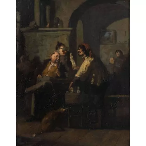 Interieur mit Skulpturenhändler