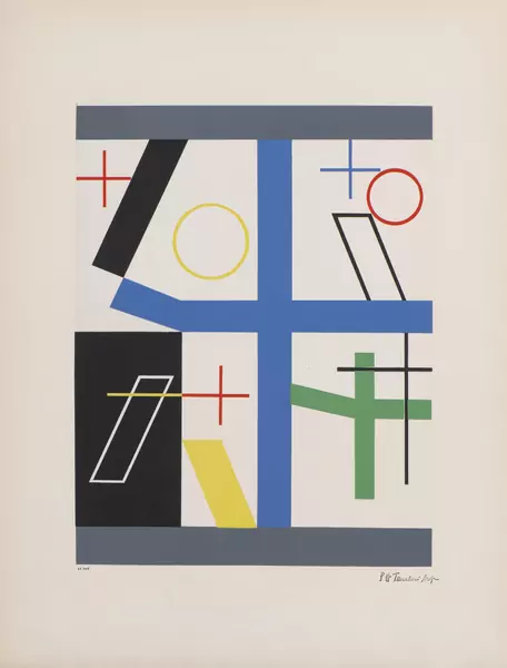 Sophie TAEUBER-ARP (1889-1943), "Quatre espaces à croix brisée", 1953, sérigraphie — DognyAuction