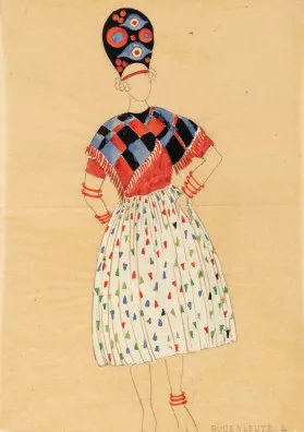 Sophie Taeuber-Arp — Kostümentwurf Budenleute, um 1925