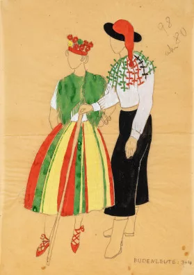 Sophie Taeuber-Arp — Kostümentwurf Budenleute, um 1925
