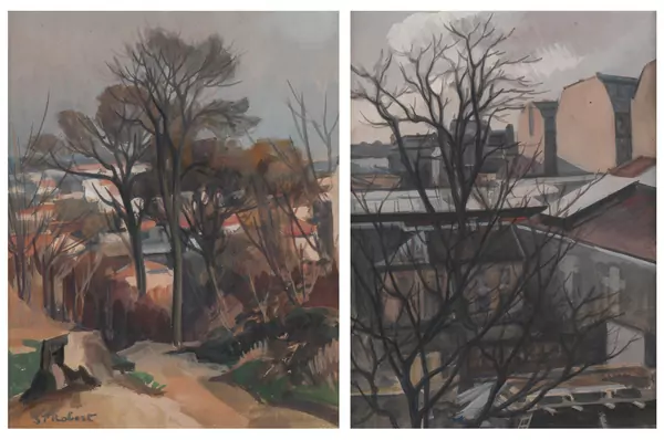 Steven Paul ROBERT (1896-1985),"Vues automnale et hivernale", Deux gouaches sur papier — DognyAuction