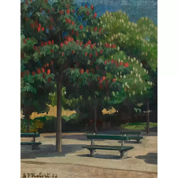 Park mit blühenden Bäumen