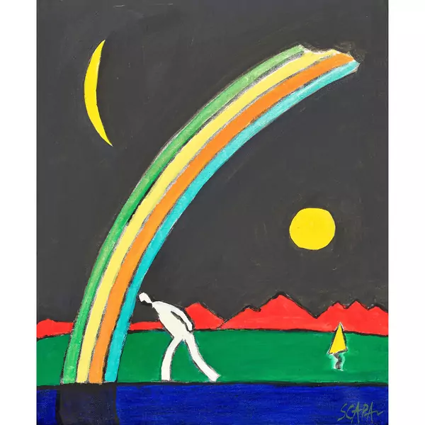 Seelandschaft mit Regenbogen