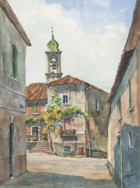 Teo Horat — Téo HORAT (1910-2000) "Rue de village en Italie"