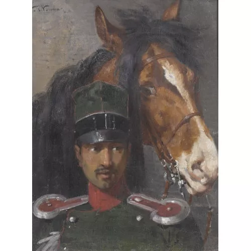Theodor Volmar — Offizier mit Pferd.