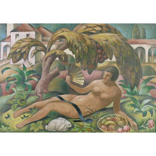 Théodore Delachaux — Frauenakt im Garten.