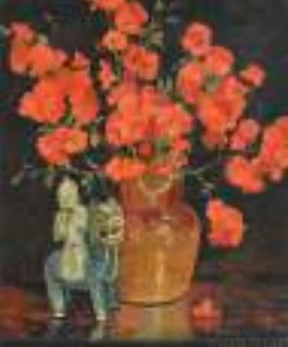 theodore delachaux — Vase de fleurs et statuette chinoise