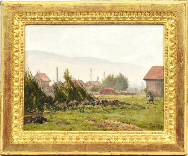 Théodore Douzon — Campagne genevoise, paysage animé,