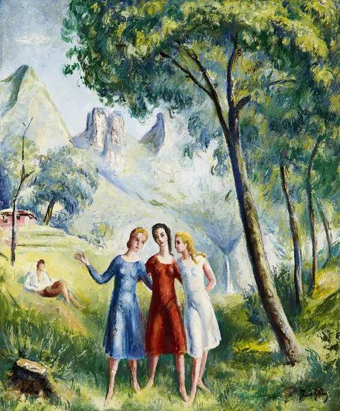 Damen in Landschaft