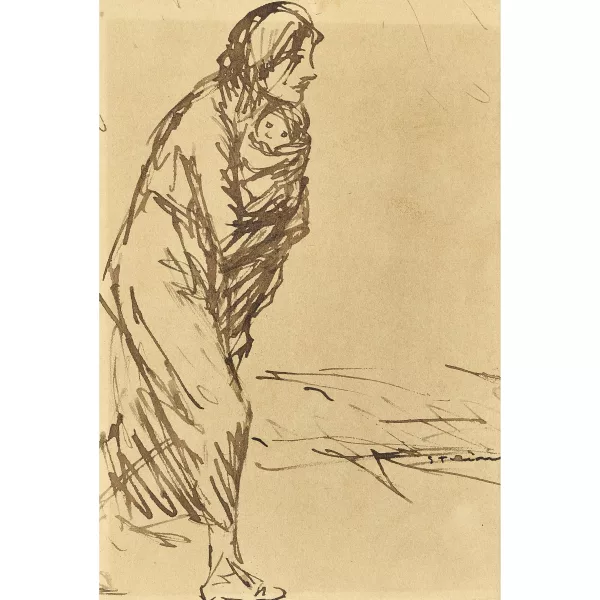 Théophile-Alexandre Steinlen — Mutter und Kind auf der Flucht.