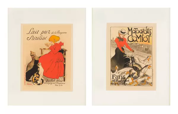 Théophile Alexandre STEINLEN (1859-1923), "Lait pur stérilisé de la Vingeanne" & "Motocycles Comiot", lithographies — DognyAuction