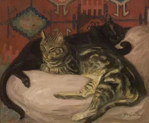 THÉOPHILE ALEXANDRE STEINLEN — Two lying cats. — Koller Auktionen