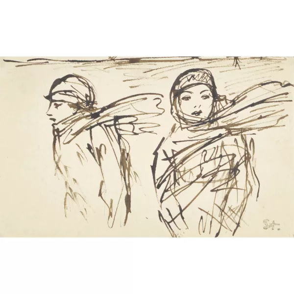 Théophile-Alexandre Steinlen — Deux jeunes femmes en hiver.