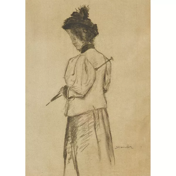 Théophile-Alexandre Steinlen — Dame mit Hut und Schirm.