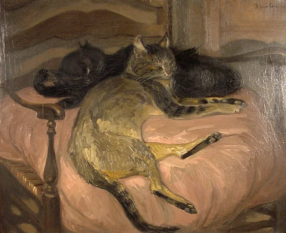 Théophile Alexandre Steinlen — Deux chats se reposant dans un fauteuil