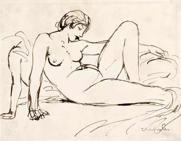 Théophile-Alexandre Steinlen — Nu féminin à demi couché