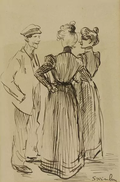 THÉOPHILE ALEXANDRE STEINLEN — Drei Personen im Gespräch. — Koller Auktionen