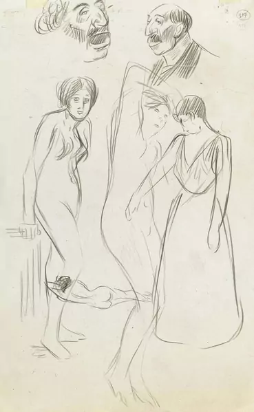 THÉOPHILE ALEXANDRE STEINLEN — Figurenstudie von Männer und Frauen. — Koller Auktionen