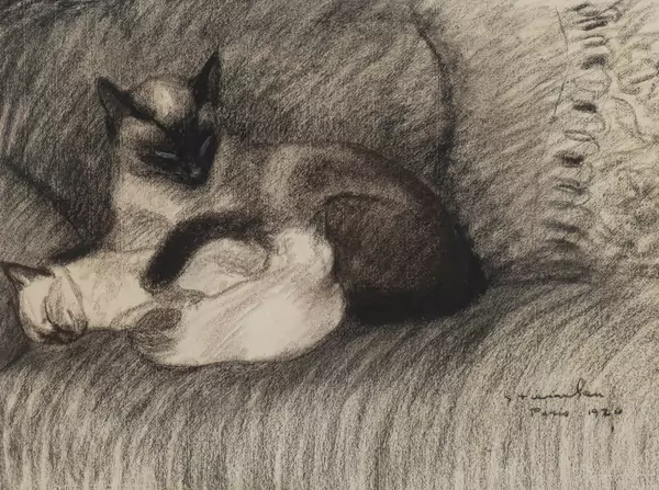 Théophile Alexandre STEINLEN (1859-1923), 'Deux chats', fusain — DognyAuction