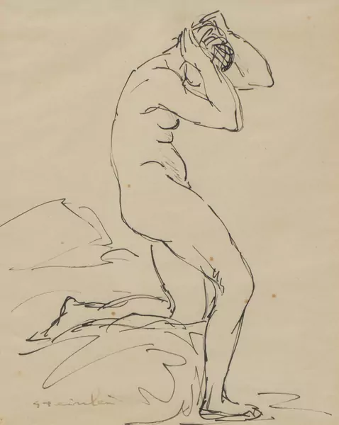 Théophile Alexandre STEINLEN (1859-1923), "Nu de profil", encre de Chine sur papier — DognyAuction