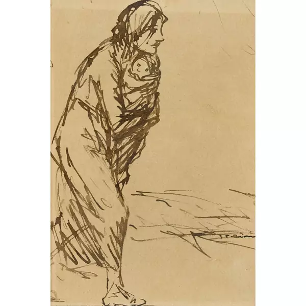 Mutter und Kind auf der Flucht
