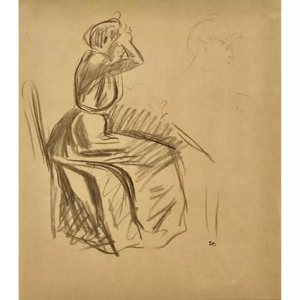 Sitzende Frau