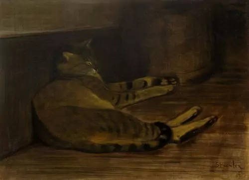 THÉOPHILE ALEXANDRE STEINLEN — Recumbent cat. — Koller Auktionen