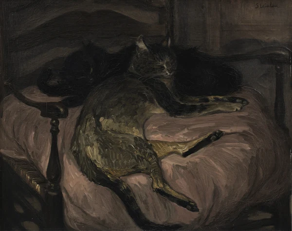 Théophile-Alexandre Steinlen — Deux chats se reposant dans un fauteuil
