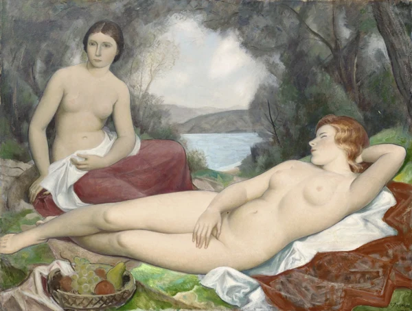 Théophile Robert — Deux baigneuses avec corbeille de fruits