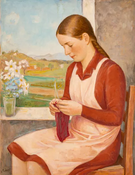 Strickendes Mädchen