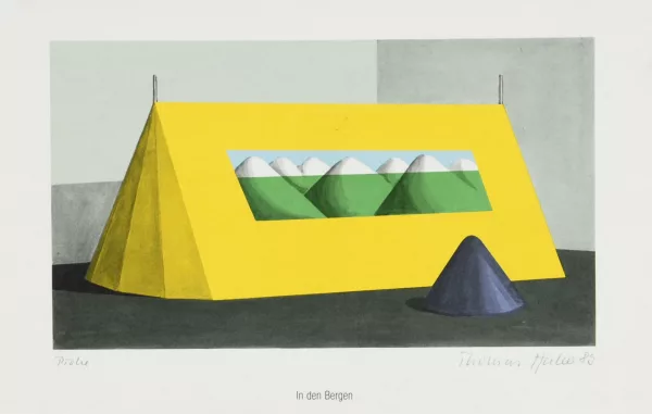 Thomas Huber — 5 Blätter: Erwärmtes Bild; In den Bergen; Die Bildformate; Das Bildmass; Am Abend, 1989