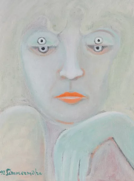 Timmermahn — 5 Gemälde: Ohne Titel, 1992 (4); Vor dem Bett, 1992