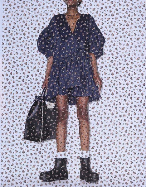 Tobias Kaspar — Mille Fleurs (Woman with Bag), 2022