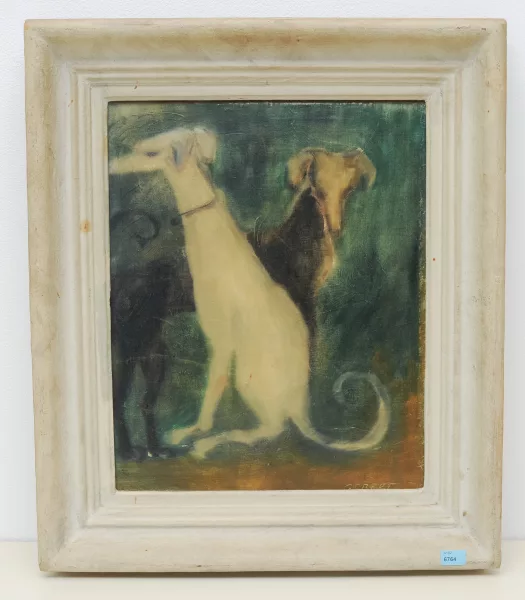 Toni Gebert — Zwei sitzende Windhunde