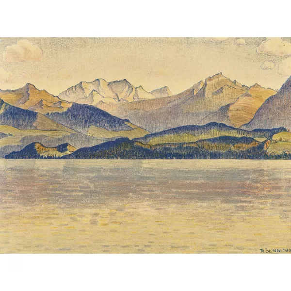 Traugott Senn — Thunersee mit Blüemlisalp.
